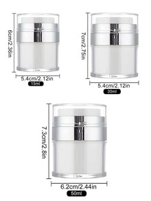 1pc Empty Cosmetic Airless Pump Jar Container, Refillable Container For Creams, Gels & Lotions - Leak Proof Portable Travel Size Container - White - View 2