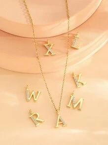 1 Dây chuyền mặt chữ cái và thép không gỉ tối giản dành cho thanh thiếu niên dùng để trang trí hàng ngày làm quà tặng - Vàng - Xem 3