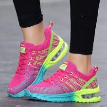 Của phụ nữ Đệm khí Giày Chạy bộ Cho mùa xuân Và Mùa thu , Mới 2023 Phong cách Lưới thoáng khí Giày thể thao Cho du lịch Và Giải trí Mặc In Mùa Đông - Màu Hồng Tươi - Xem 3