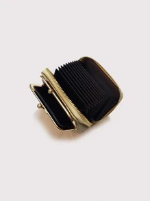 雙層閃閃發光扣金色前衛零錢包 - 金色 - 查看 6