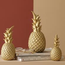 1pc Modern Ins Style Creative Pineapple Shaped Resin Ornament For Living Room And Bedroom Desk Decoration - Vàng - Xem 1