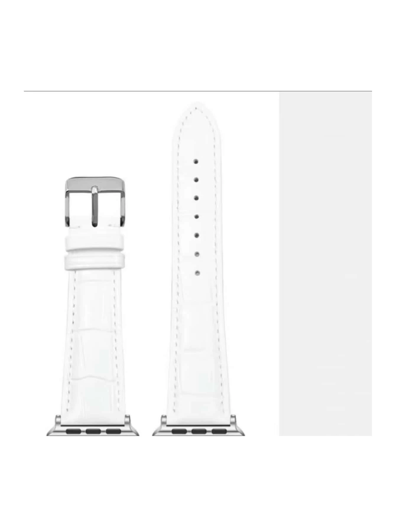 1 ชิ้นสายนาฬิกาหนังแท้ลายจระเข้พร้อมพื้นผิวหลอดเลือดดำไม้ไผ่และฟังก์ชั่นกันน้ำและกันน้ำสายรัดหัวเข็มขัดโลหะเข้ากันได้กับ Apple Watch - สีขาว - ดู 3