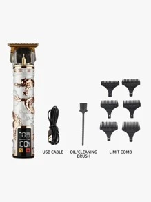 Mejora tu juego de corte de pelo: cortapelos y recortadora de pelo inalámbricos USB profesional, afeitadora recargable para hombres con cuchilla en T - Blanco - Ver 4