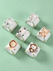 12pcs Jungle Animal Style Gift Box, Boy Girl Gender Reveal Hunting Theme Birthday Baby Shower Wedding Family Holiday Party Gift Wrapping Supplies Candy Box Valentine Day