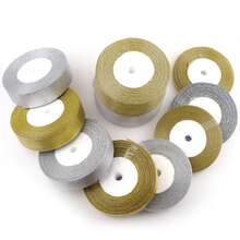 1卷銀色聚酯絲帶，適用於插花、禮品包裝、DIY 珠寶、蛋糕裝飾 - 銀色 - 查看 9