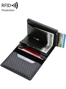 黑色时尚轻便便携卡证件白领人士节日周年纪念生日礼物礼品配饰礼品礼物教师礼物卡夹卡夹钱包名片夹信用卡夹男士迷你钱包卡片钱包射频识别钱包 - 黑色 - 查看 3