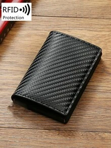 黑色时尚轻便便携卡证件白领人士节日周年纪念生日礼物礼品配饰礼品礼物教师礼物卡夹卡夹钱包名片夹信用卡夹男士迷你钱包卡片钱包射频识别钱包 - 黑色 - 查看 5