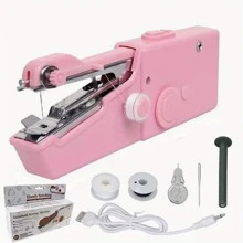 mini de mano Máquina de coser práctico Herramienta de costura para rápido con fácil de coser , portátil Máquina de coser adecuado para casa , de viaje con DIY , perfecto para principiantes - Rosa - Ver 1