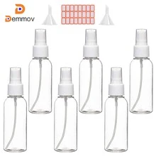 Zoizocp Spray Bottles, 2oz/50ml Clear Empty Fine Mist Plastic Mini Travel Bottle Set, Small Refillable Liquid Containers with 2pcs Funnels and 24pcs Labels (6 Pack) - 黑色 - 查看 1