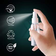 Zoizocp Spray Bottles, 2oz/50ml Clear Empty Fine Mist Plastic Mini Travel Bottle Set, Small Refillable Liquid Containers with 2pcs Funnels and 24pcs Labels (6 Pack) - 黑色 - 查看 4