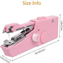 mini de mano Máquina de coser práctico Herramienta de costura para rápido con fácil de coser , portátil Máquina de coser adecuado para casa , de viaje con DIY , perfecto para principiantes - Rosa - Ver 2