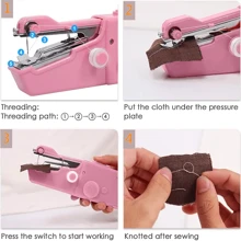 mini de mano Máquina de coser práctico Herramienta de costura para rápido con fácil de coser , portátil Máquina de coser adecuado para casa , de viaje con DIY , perfecto para principiantes - Rosa - Ver 3