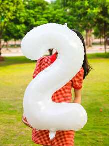 40 Inch White Number Balloon And Mini Gold Crown, Christmas - White - View 4