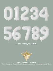 40 Inch White Number Balloon And Mini Gold Crown, Christmas - White - View 3