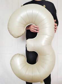 40-Inch Cream White Number Shaped Balloon And Mini Gold Crown - Beige - View 4