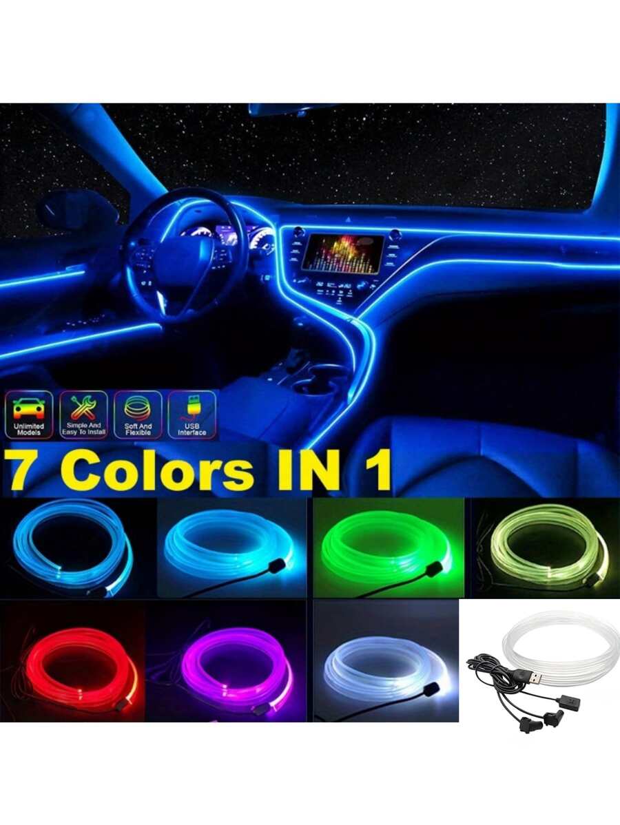 1set 4m RGB Light LED Car Ambient Light SHEIN USA