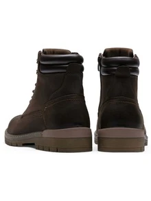 SHOESMALL Mens Boots Premium Leather Fashion Zipper Casual Boots Hiking Chukka Boots for Men - 巧克力棕 - 查看 3