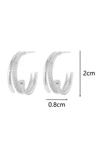 1 đôi Tông màu bạc Vi mô Khối Zirconia  Bông tai stud - Bạc - Xem 2