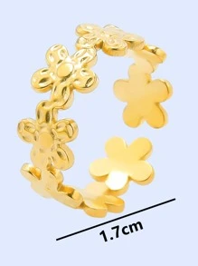 Thép không gỉ 304 Thời trang Quốc gia Phong cách Nhẫn hoa Với Có thể điều chỉnh #8 Mở  , Thiết kế đơn giản Phụ kiện trang sức DIY Đối với Của phụ nữ Lạnh Gió Dầu Nhấn Nhẫn - Vàng - Xem 3