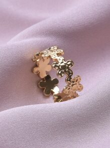 Thép không gỉ 304 Thời trang Quốc gia Phong cách Nhẫn hoa Với Có thể điều chỉnh #8 Mở  , Thiết kế đơn giản Phụ kiện trang sức DIY Đối với Của phụ nữ Lạnh Gió Dầu Nhấn Nhẫn - Vàng - Xem 2