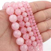 1 Sợi Tròn Đá thạch anh Hạt Đối với Làm đồ trang sức DIY Vòng tay Dây chuyền Nam NỮ Phụ kiện - Hồng - Xem 2