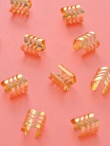 15pcs Exquisite & Fashionable Hollow Out Hair Clips - Gold - View 3