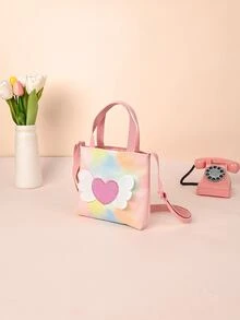 Metoo Tiramitu 1入組,織染多色翅膀心形單肩包,可調節肩帶,可作斜跨包或手提袋,適合女孩使用。