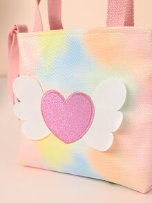 Metoo Tiramitu 1入組,織染多色翅膀心形單肩包,可調節肩帶,可作斜跨包或手提袋,適合女孩使用。