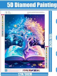 1 set Pintura diamante con árbol con Libro patrón - Albaricoque - Ver 2