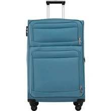 3 Pieces Traveling Storage Suitcase Set, 22''26''30'' Luggage Set, Softside Luggage Expandable Travel Set, Spinner Wheels Suitcase with TSA Lock - Blue Grey - View 3