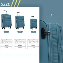 3 Pieces Traveling Storage Suitcase Set, 22''26''30'' Luggage Set, Softside Luggage Expandable Travel Set, Spinner Wheels Suitcase with TSA Lock - Blue Grey - View 2
