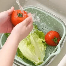 Vegetal Lavagem Cesta , Camada Dupla Animal De Estimação Transparente Drenagem Cesta , Doméstico Cozinha Vegetal Cesta , Fruta Bandeja , Multifuncional Fruta Lavagem Filtro Bacia
