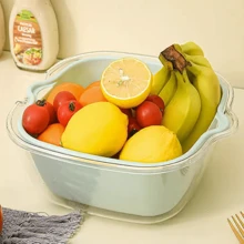 Vegetal Lavagem Cesta , Camada Dupla Animal De Estimação Transparente Drenagem Cesta , Doméstico Cozinha Vegetal Cesta , Fruta Bandeja , Multifuncional Fruta Lavagem Filtro Bacia
