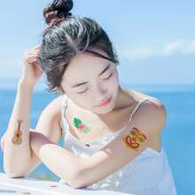 Fashionable Hawaiian Party Temporary Tattoo Sticker, Summer Flower Tattoo Sticker Decal For Party, 1 Sheet - Multicolor - View 6