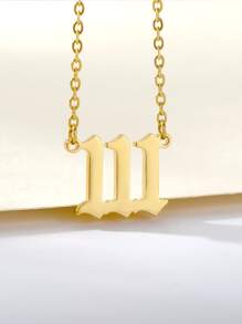 1 chiếc vòng cổ mặt số bằng thép không gỉ, trang sức cặp đôi, quà tặng sinh nhật - Vàng - Xem 4