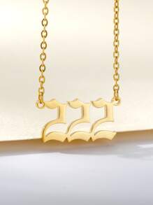 1 chiếc vòng cổ mặt số bằng thép không gỉ, trang sức cặp đôi, quà tặng sinh nhật - Vàng - Xem 5