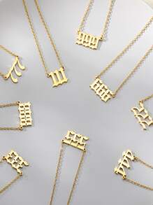 1 chiếc vòng cổ mặt số bằng thép không gỉ, trang sức cặp đôi, quà tặng sinh nhật - Vàng - Xem 3