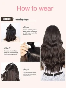 4入組夾片接髮黑色棕色的帶20英寸長款波浪狀的合成纖維接髮 - 間色 - 查看 5