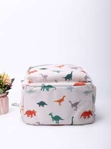 Kids Cartoon Dinosaur Pattern Classic Backpack Cute Adjustable Strap Book-Bag