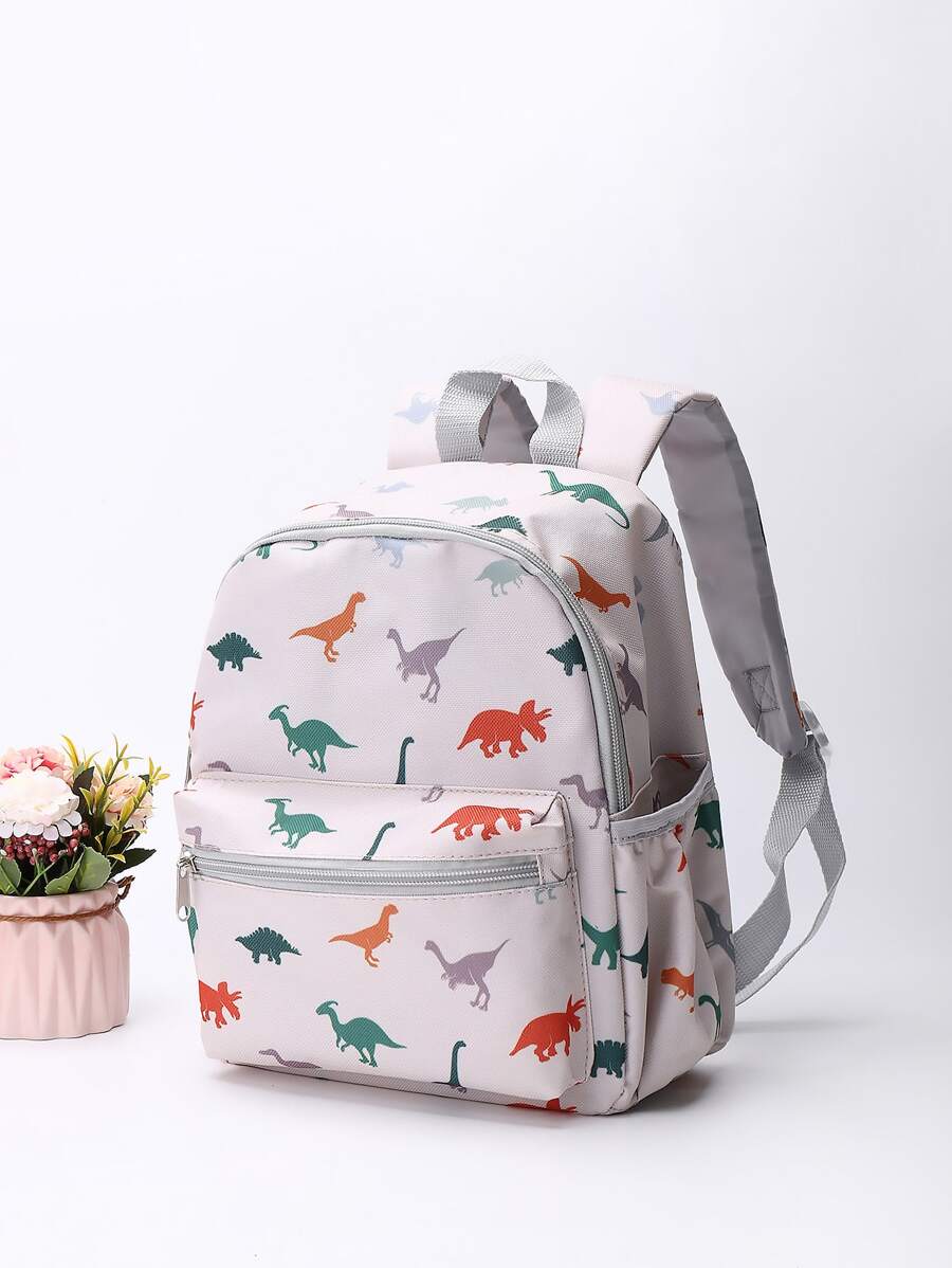Kids Cartoon Dinosaur Pattern Classic Backpack Cute Adjustable Strap Book-Bag
