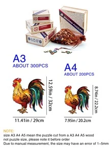 1入組木頭七巧板帶搞笑彩色卡通公雞設計,合適的適用於成年人家庭派對遊戲 - 彩色 - 查看 2