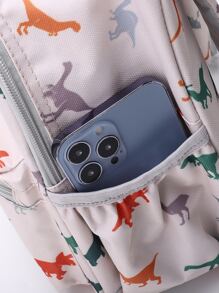 Kids Cartoon Dinosaur Pattern Classic Backpack Cute Adjustable Strap Book-Bag