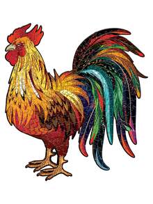 1入組木頭七巧板帶搞笑彩色卡通公雞設計,合適的適用於成年人家庭派對遊戲 - 彩色 - 查看 3