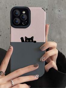 Cartoon Cat Pattern Phone Case - Grey - View 1