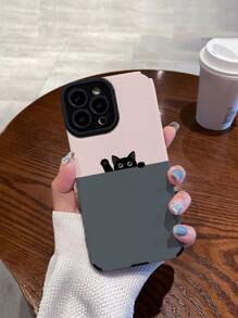 Cartoon Cat Pattern Phone Case - Grey - View 2