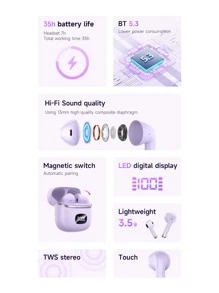 In-ear (Insert) Wireless Earbuds - Purple - View 3