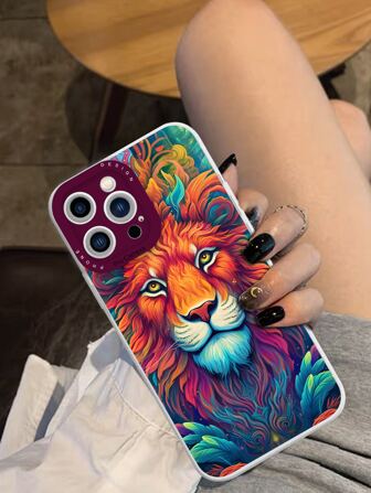 獅子插圖TPR聚氨酯手機殼適用於iphone