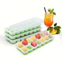 1入組矽膠製冰格帶14格,軟底和蓋,家庭冰製作模具 - 藍色 - 查看 8