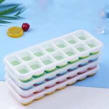 1入組矽膠製冰格帶14格,軟底和蓋,家庭冰製作模具 - 藍色 - 查看 5