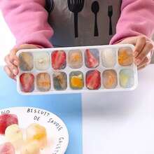 1入組矽膠製冰格帶14格,軟底和蓋,家庭冰製作模具 - 藍色 - 查看 3